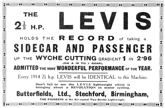 1913 Levis Motor Cycles & Sidecars                               