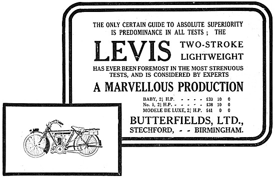 Levis Two-Stroke Lightweight Motor Cycles 1914 Advert            