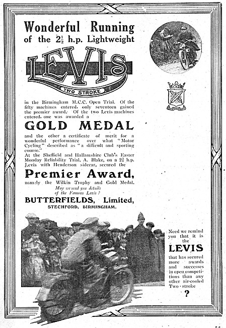 Levis Motor Cycles - 1916 Levis 2.5 H.P. Motor Cycle             