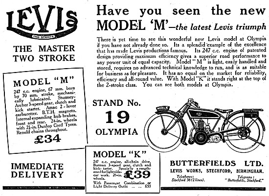 Model K Levis Motor Cycle - Levis Model M Motor Cycle            
