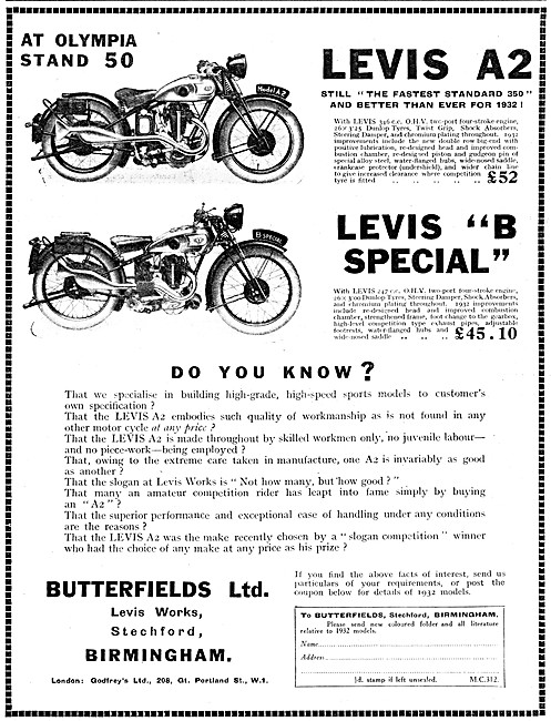 Levis B Special Motor Cycle - Levis A2                           