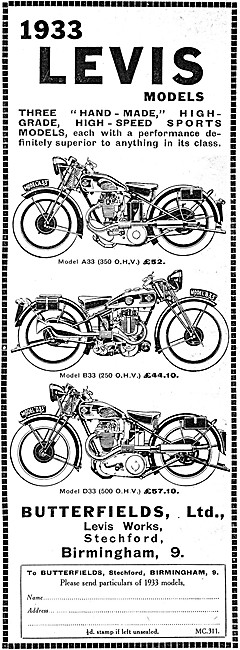 The 1932 Range Of Levis Sports Motor Cycles - Levis A33          