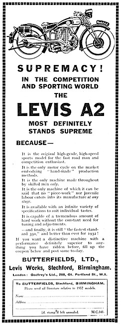 The Levis A2 350 cc Motor Cycle 1932                             