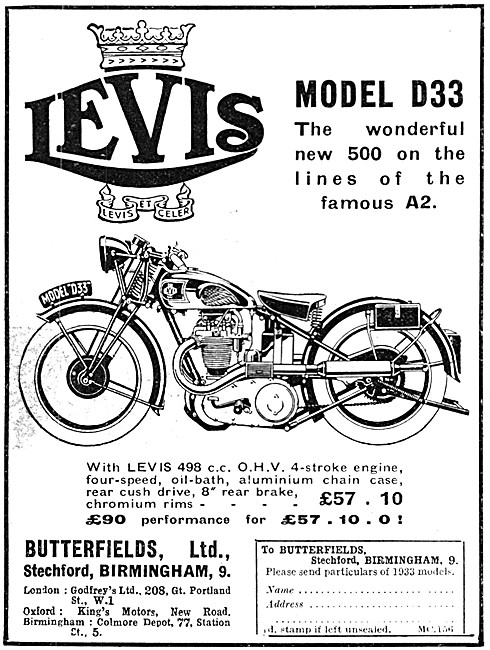 Levis Motor Cycles - Levis D33 500 cc                            