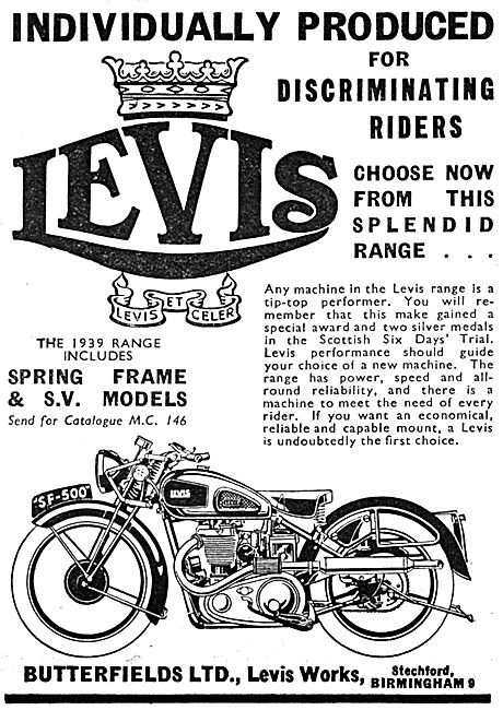 1939 & Spring Frame Levis SV Motor Cycles - Levis Motorcycles    