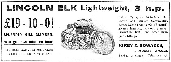 Lincoln Elk Motor Cycles -  1908 3 hp Lincoln Elk Motor Cycle    