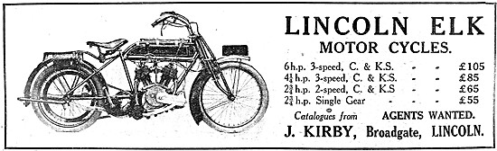 1921 Lincoln Elk Motor Cycle Model Range                         