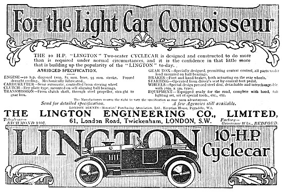 Lington Cars - Lington 10 hp Cyclecar                            