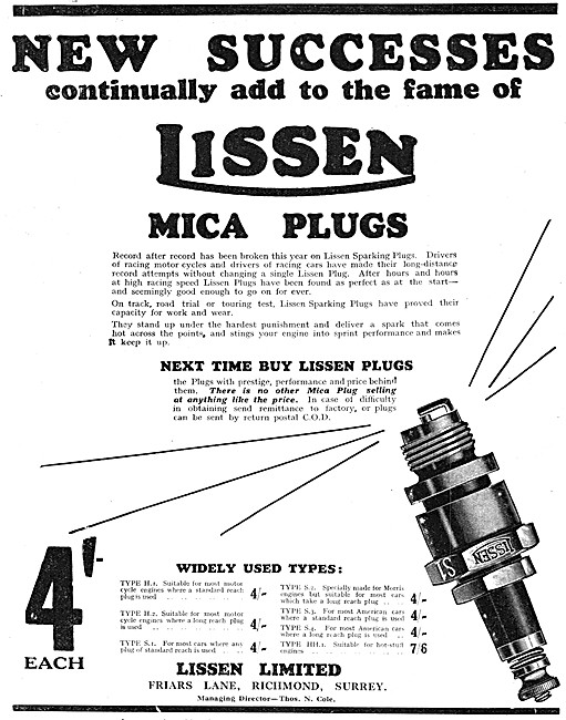 Lissen Mica Spark Plugs                                          