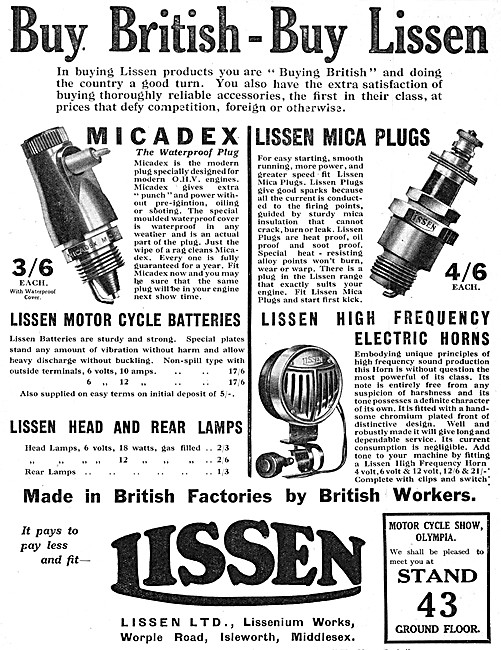 Lissen Micadex Spark Plugs - Lissen Electric Horn                