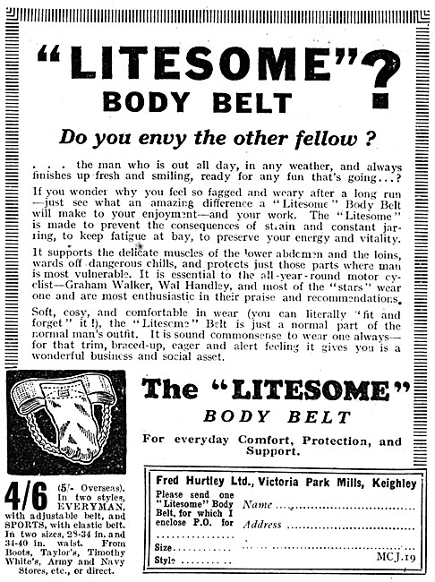 Litesome Body Belt 1933 Advert                                   