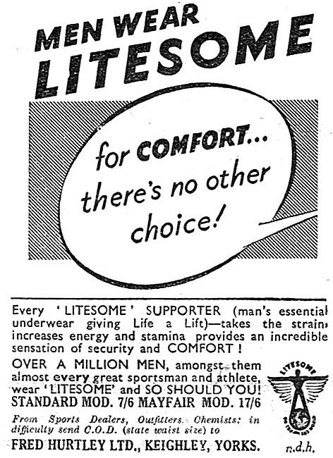 Litesome Support Products For Motor Cyclists 1950 Advert         
