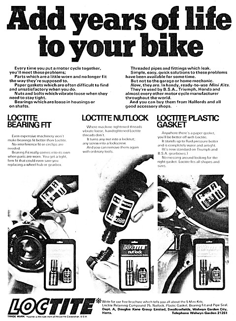 Loctite Nut Lock - Loctite Bearing Fit - Loctite Plastic Gasket  