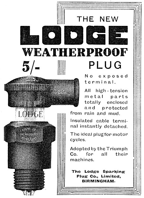 Lodge Weatherproof Motor Cycle Spark Plugs 1914                  