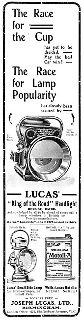 1904 Lucas King Of The Road Motor Headlight                      