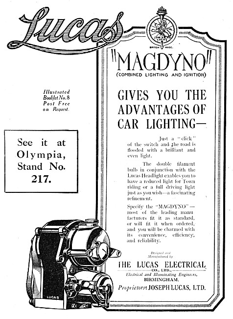 Lucas Motor Cycle Magdyno 1920 Advert                            
