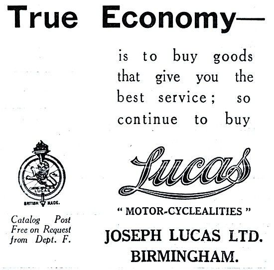 Lucas Motor Cycle Batteries - Lucas Motor-Cyclealities 1922      