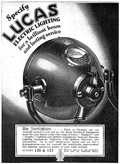 Lucas Motor Cycle Electric Lighting Sets 1931                    