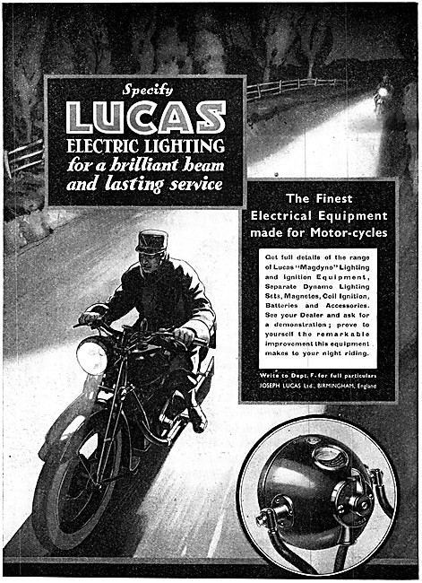 Lucas Electric Lighting  For Motor Cycles                        