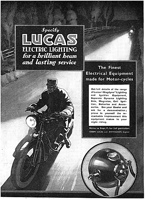 Lucas Magdyno Motor Cycle Lighting Sets 1934                     