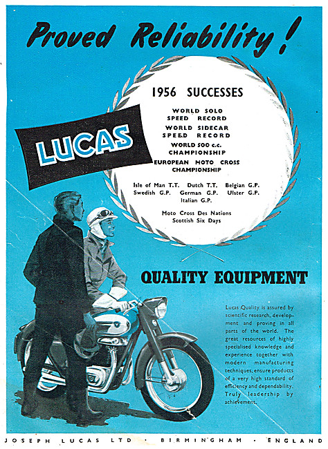 Lucas Motor Electrical Parts 1957 Advert                         