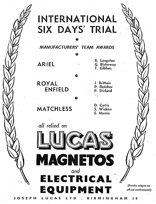 Lucas Motor Cycle Magnetos                                       