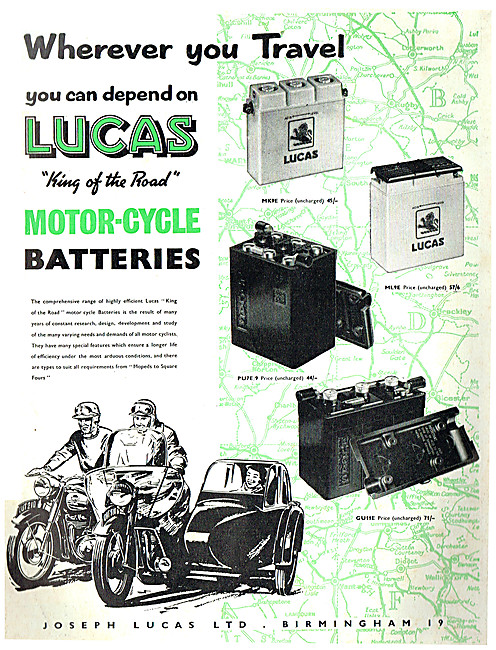 Lucas Motor Cycle Batteries                                      