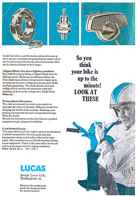 Lucas Motor Cycle Electrical Parts                               