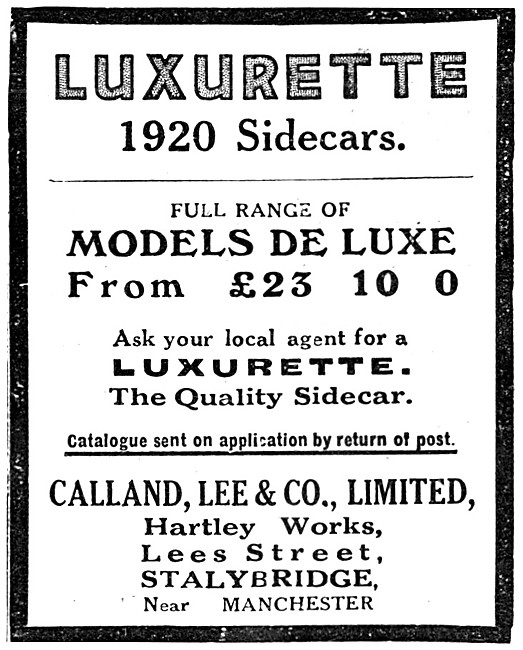 1920 Luxurette Models De Luxe Sidecars                           