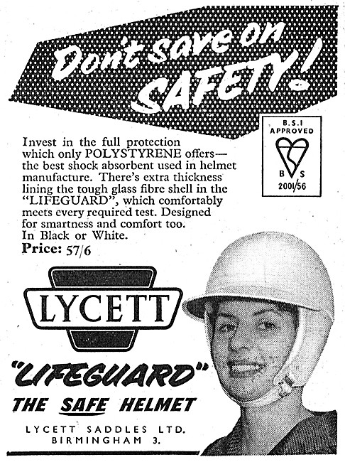 Lycett Lifeguard Motor Cycle Helmet 1959                         