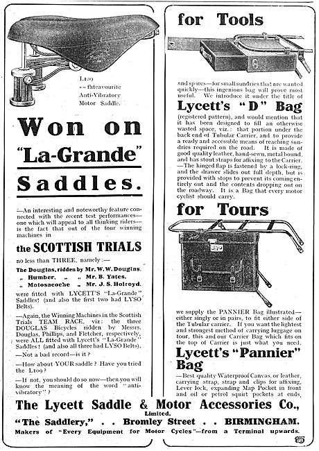 Lycett Saddles & Tool Bags - Lycett Panniers                     