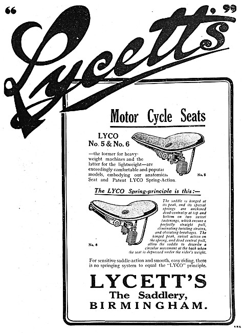 1919 Lycett Lyco No 5 Motor Cycle Seat                           
