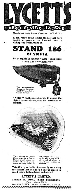 Lycetts Motor Cycle Saddles 1928                                 