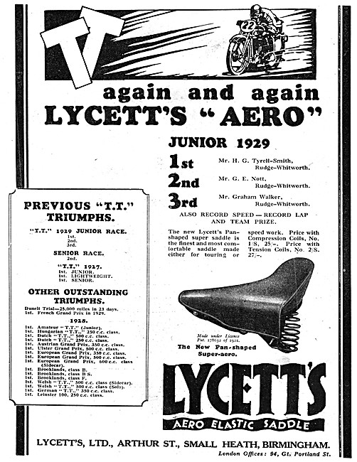 Lycett Pan-Shaped Super-Aero Saddle 1930                         