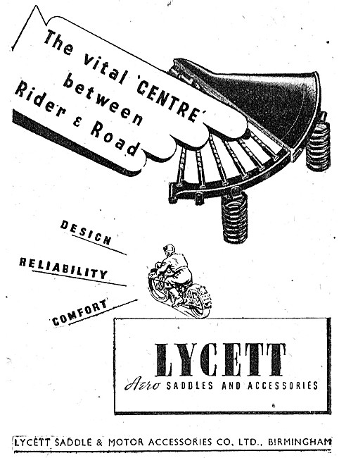 Lycett Motor Cycle Saddles 1945 Advert                           