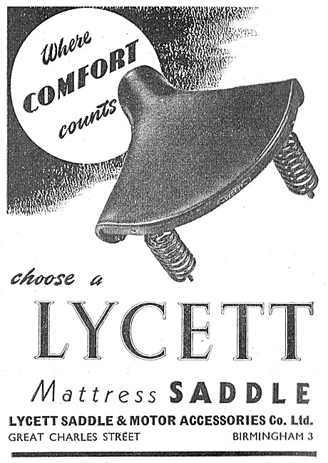 Lycett Motor Cycle Mattress Saddles 1950 Pattern                 