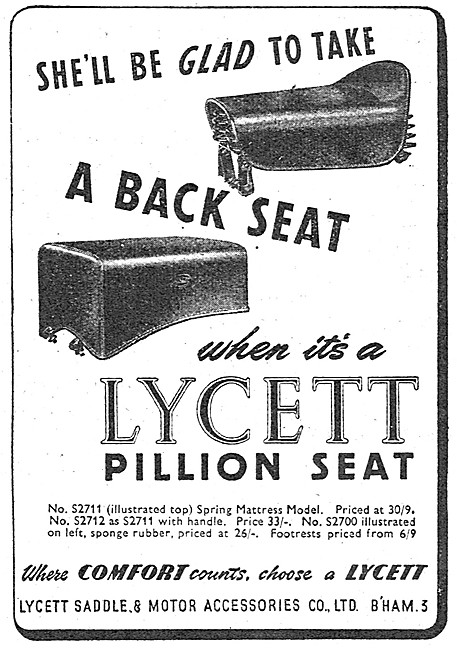 Lycett Motor Cycle Pillion Seats                                 