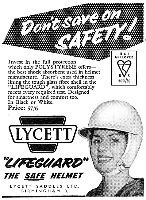 Lycett Lifeguard Motor Cycle Helmet 1958 Advert                  