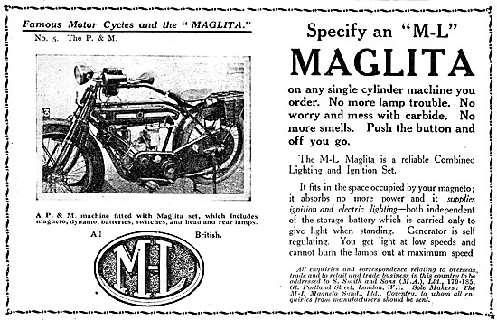 M-L Magnetos - ML Maglita Motor Cycle Lighting System            