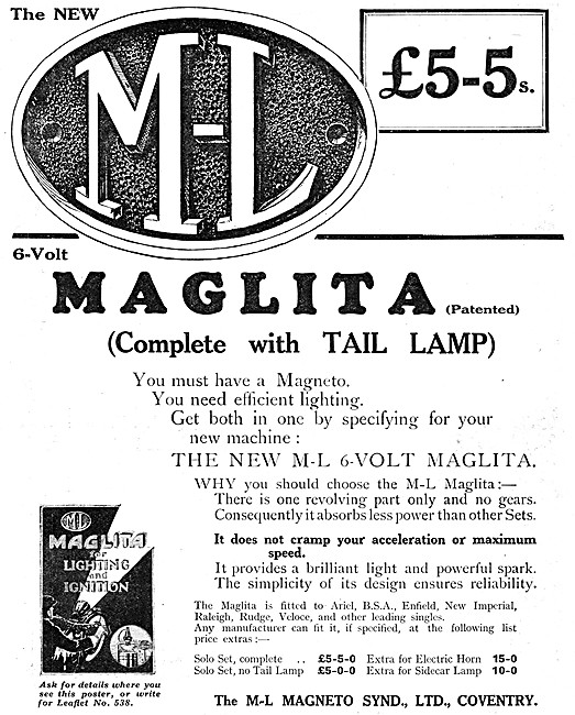 M-L Magnetos - MLMaglita Combined Magento & Tail Lamp Assembly   