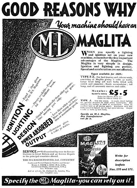 M-L Maglita Motor Cycle Ignition & Lighting Set                  