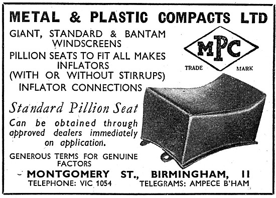 MPC Motorcycle Windscreens - MPC Motor Cycle Seats 1952          