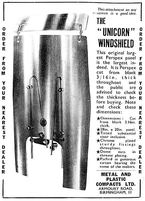 MPC Unicorn Windshield 1957 Advert                               