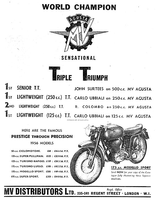 1956 MV Agusta 175 Modello Sports Motor Cycle                    
