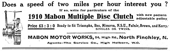 1909 Mabon Multiple Disc Clutch                                  