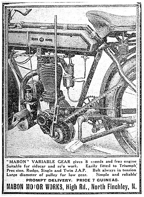 Mabon Variable Gear For Motor Cycles - Mabon Belt In Tension Gear