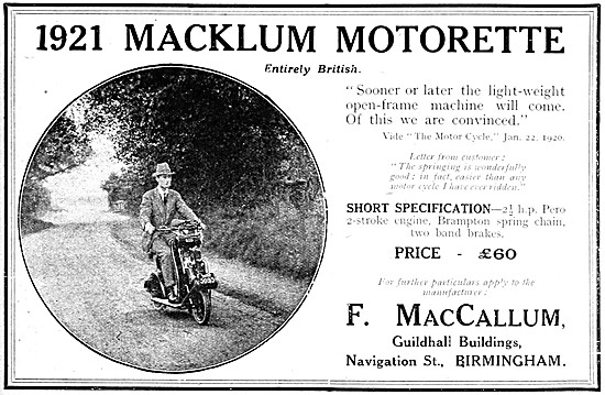 Macklum Motor Cycles - Macklum Motorette                         