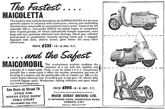 1956 Maicoletta & Maicomobil Motor Scooters                      