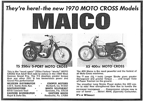 1970 Maico T5 250 cc - Maico X5 400 cc Motor Cross               