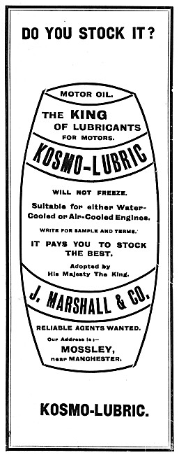 Kosmo-Lubric Motor Oil 1906 Advert                               